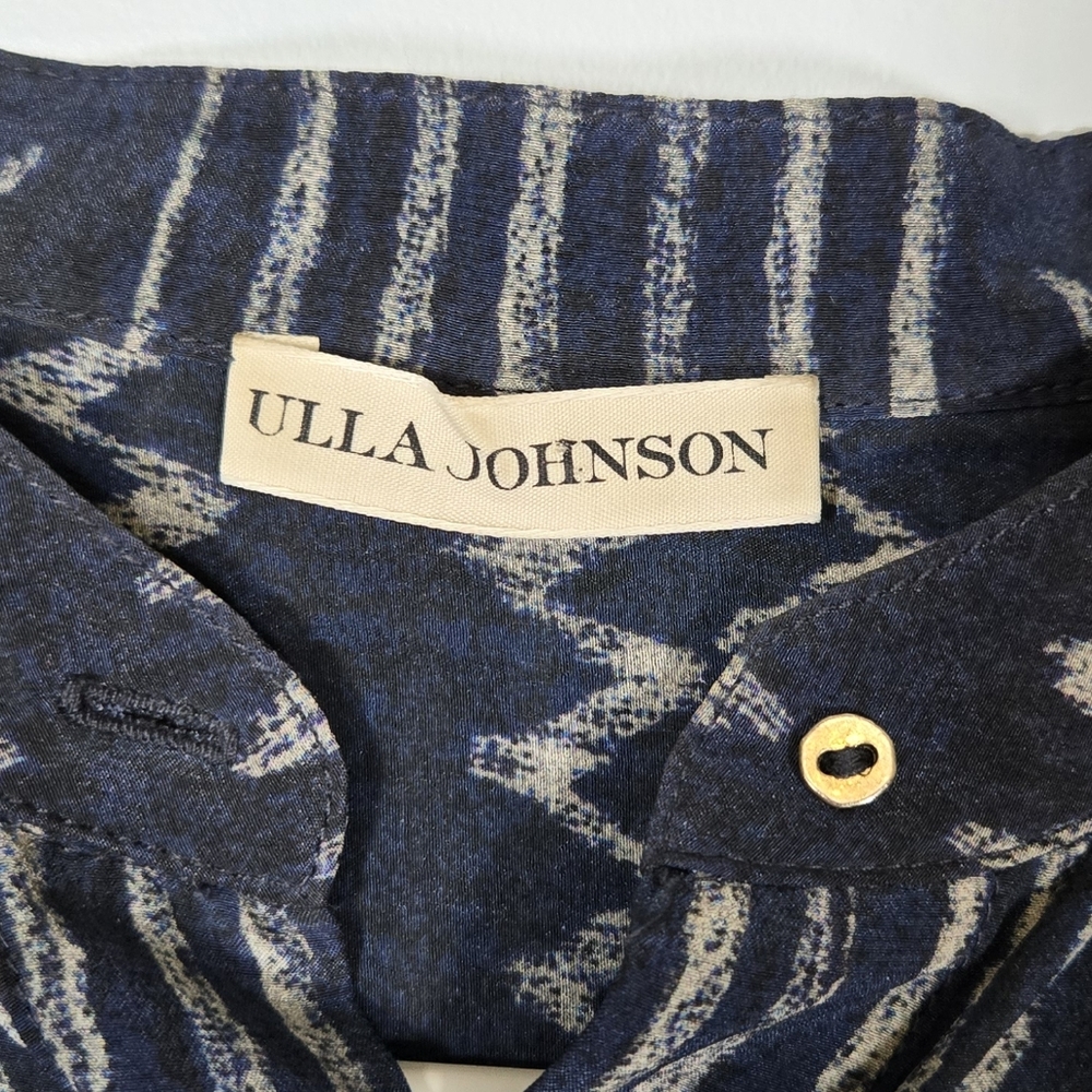 Ulla Johnson Silk Navy and Cream Mini Dress Boho Size M/L - Picture 9 of 11